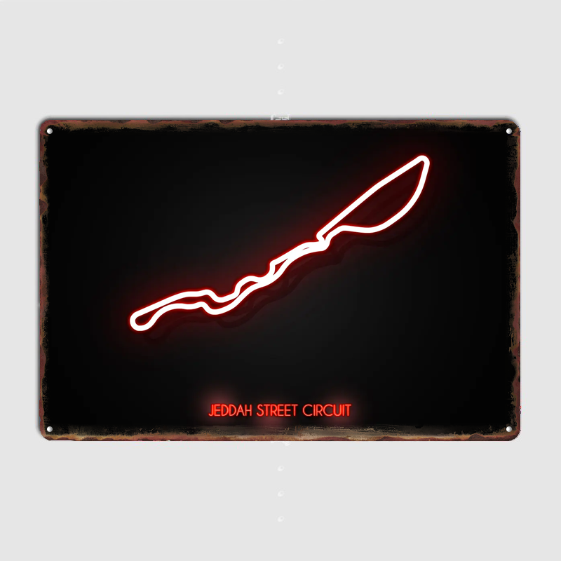 Home Decor Jeddah - Jeddah Street Circuit Poster Metallwandkunst Höhlen-Garage