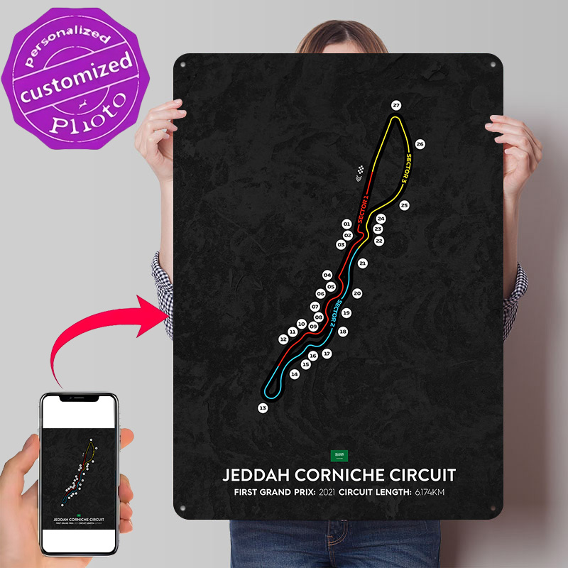 Home Decor Jeddah - Jeddah Circuit 3D-Gedrucktes Textur-Poster Personalisierte Wandkunst