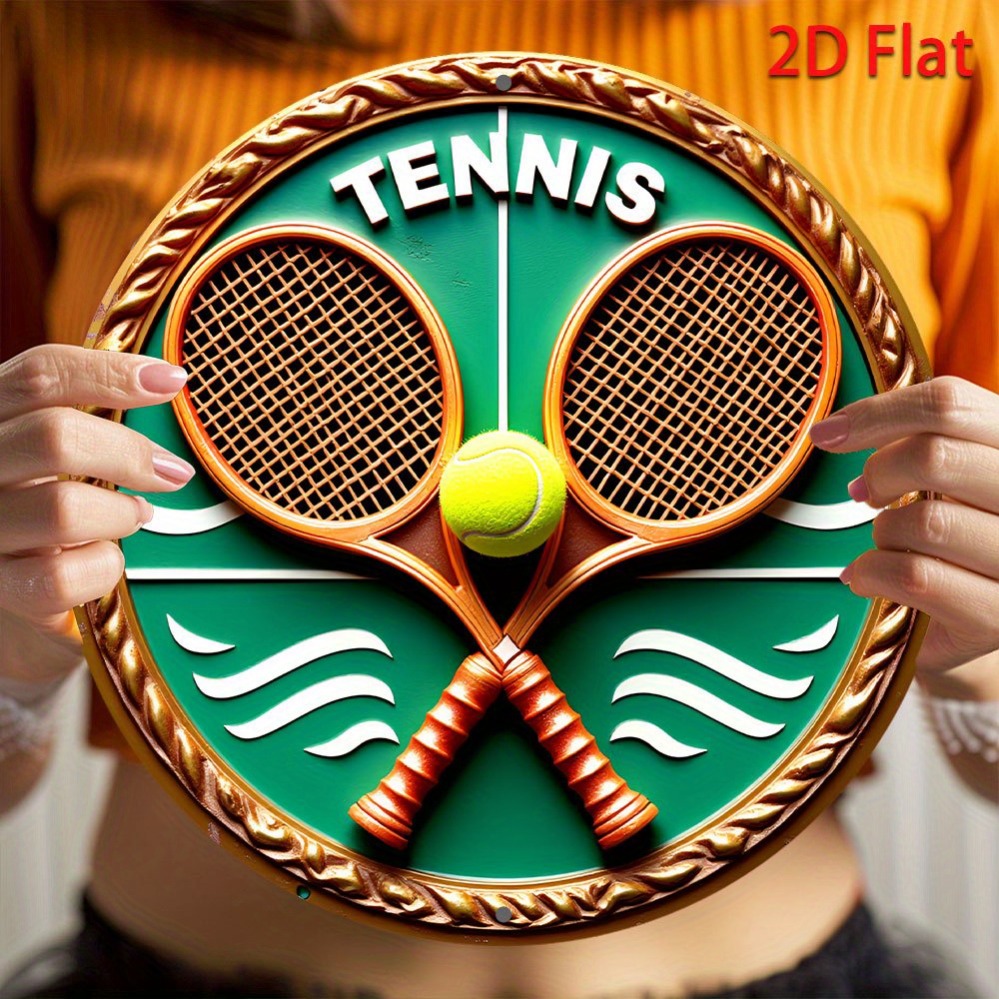 Home Decor Logo - 1-teiliges Retro-Tennis-Match-Wandkunst-Logo aus Aluminium mit Kreuzverzierung,