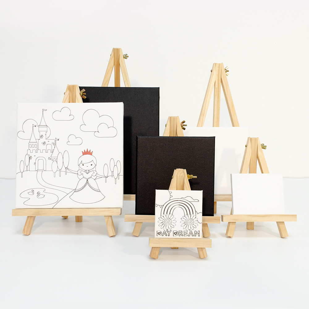 Canvas Painting - Mini-Künstlerstaffelei mit Mini-Regal und Leinwand-Set, Desktop-Malerei