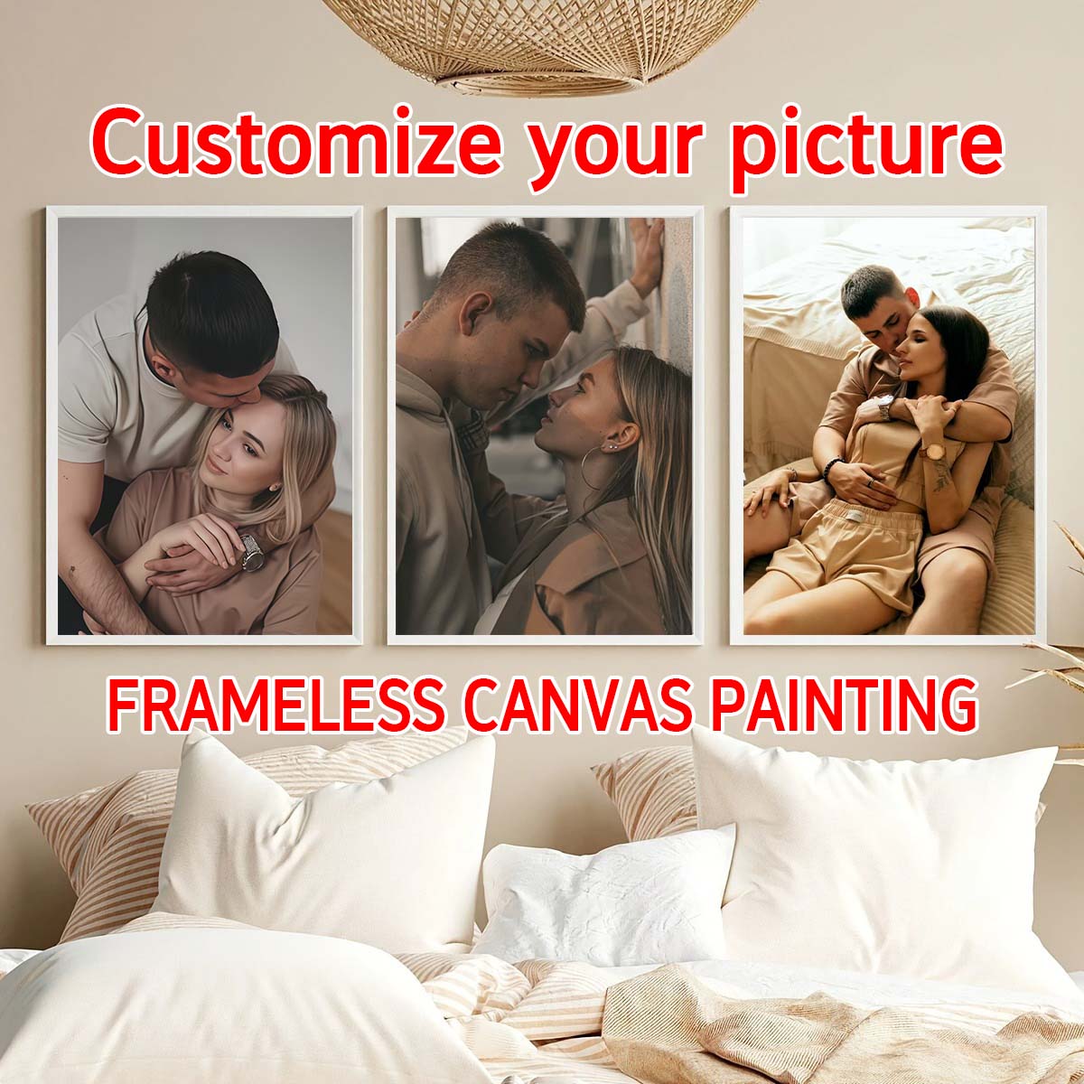 Canvas Painting - Triptychon - 2D-Foto-Holzrahmen mit individuellem Ölgemälde