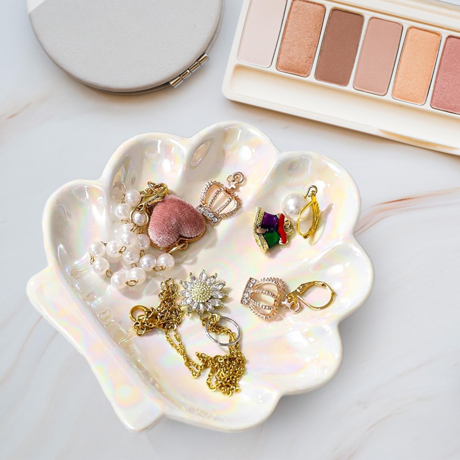 Ceramic Trinket Dish - Muschel-Schmuckschale, Schmuck-Tellerhalter, niedliches kreatives Schmuck-Aufbewahrungstablett, Ringschale