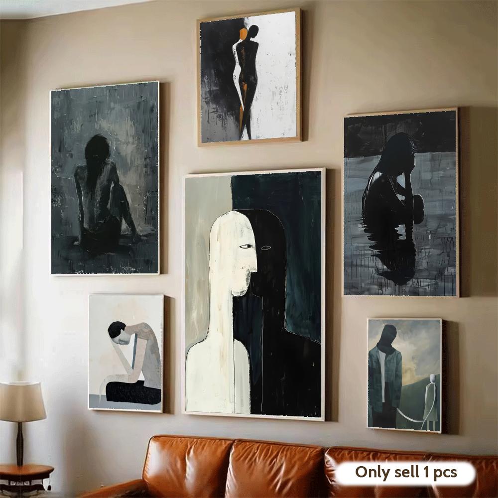 Home Decor Living Room Ideas - Dunkle Gemälde-Kunstdesign-Poster, moderne selbstklebende Kunst-Wandaufkleber für
