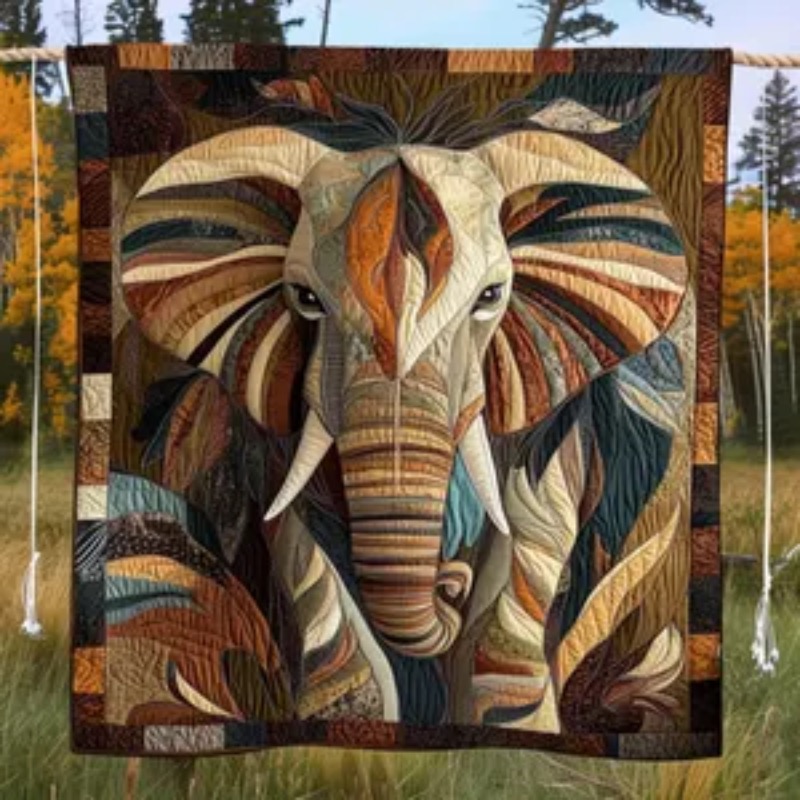 Neutral Throw Blanket - Elefanten-Steppdecke – gesteppter Deckenüberwurf mit Safari-Wildtier-Design,