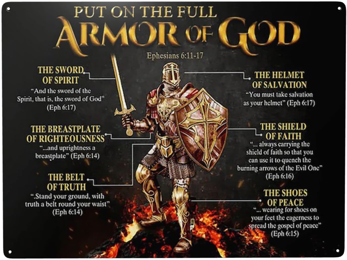 Home Decor Logo - 1p,WZVZGZ ARMOR OF GOD Blechgold-Logo Wanddekoration