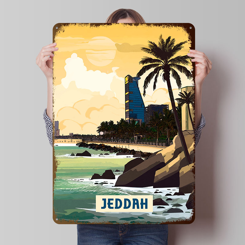 Home Decor Jeddah - Jeddah Poster Maßgefertigte Vintage Metallschilder Wandkunst