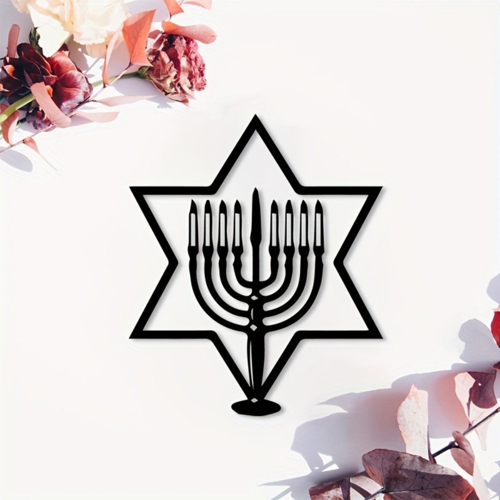 Home Decor Outdoor - CIFBUY Metall-Wandkunst Menorah Davidsstern Eisen-Dekor für