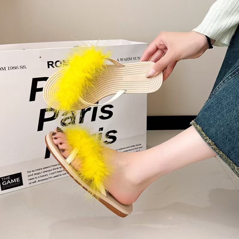 Home Decor Trend 2026 - Sommerliche, weiche, hautfreundliche Plüsch-Dekorations-Flip-Flops für Damen
