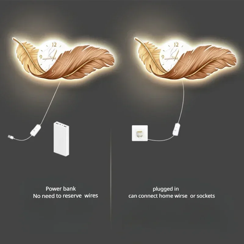 Wall Clock Silent - Kunst-Uhren LED-Wanduhr Luxuriöse Große Wohnzimmer-Dekoration Gemälde-Wanduhr