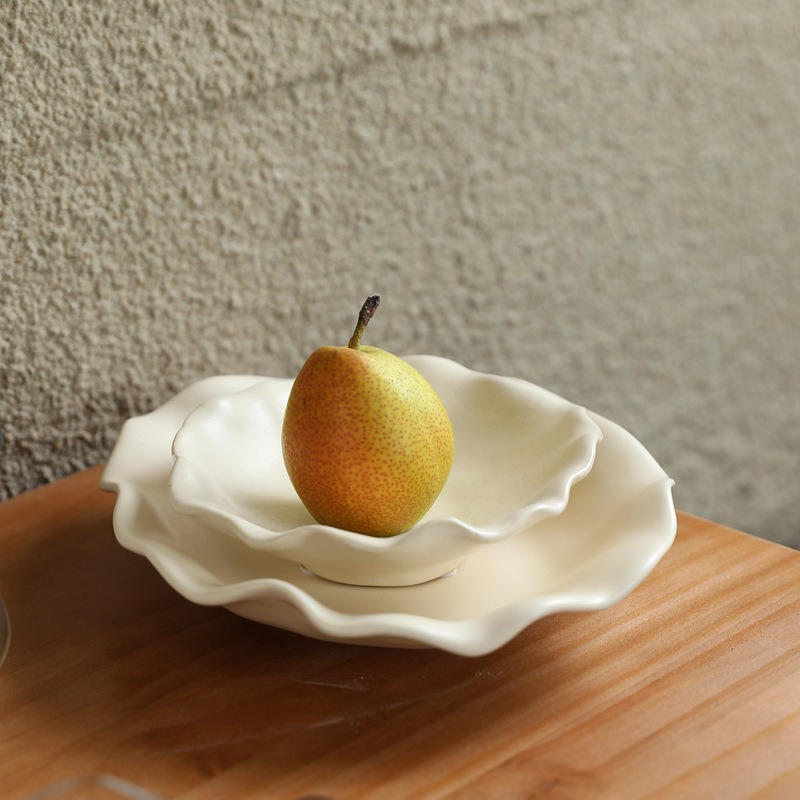 Ceramic Trinket Dish - Kreative Keramik-Obstschale mit Wellenkante, Desktop-Aufbewahrungsbehälter, Obstteller,