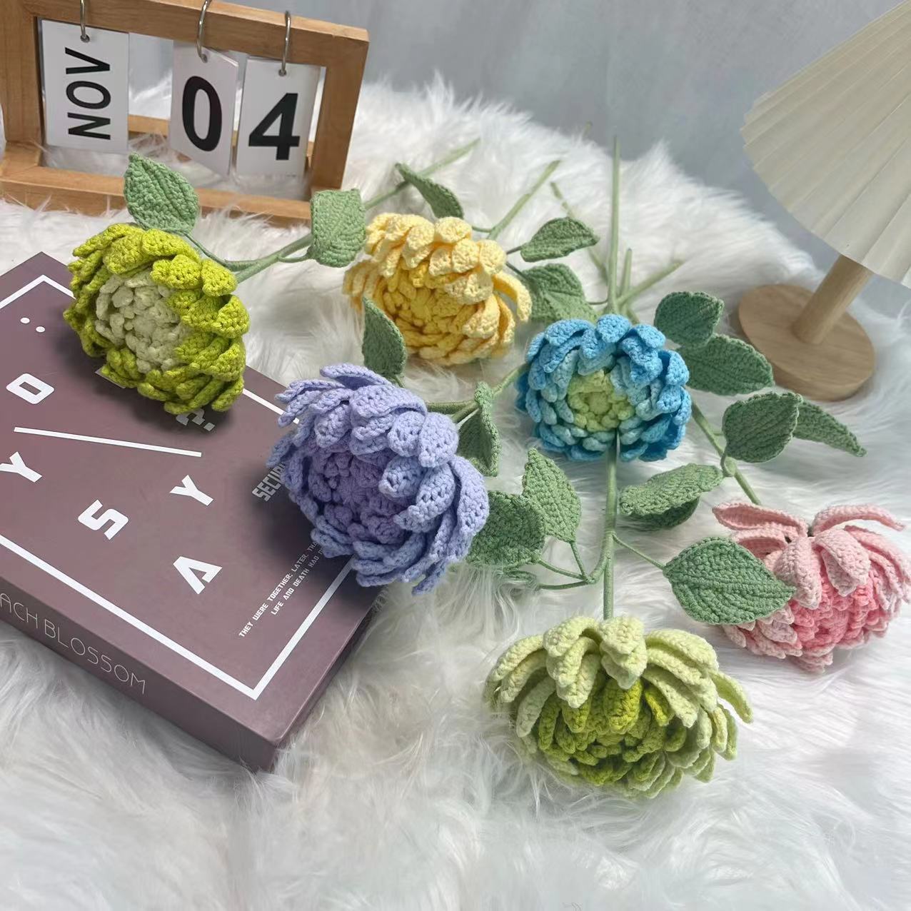 Yarn Home Decor - Dahlie Fertigprodukte, handgefertigter Blumenstrauß, Heimdekoration, Hakenweberei,