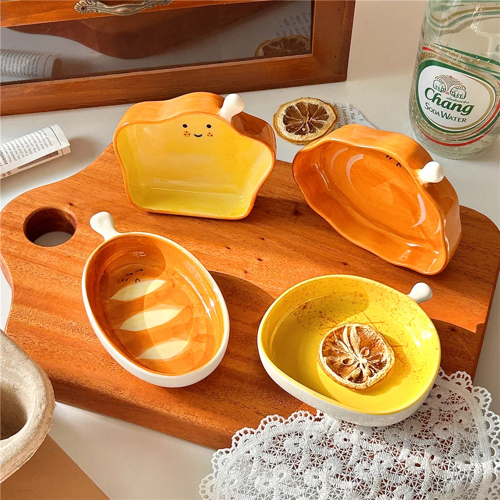 Ceramic Trinket Dish - Kreative brotförmige Keramikschale, kleine Dip-Untertassen, Snacks