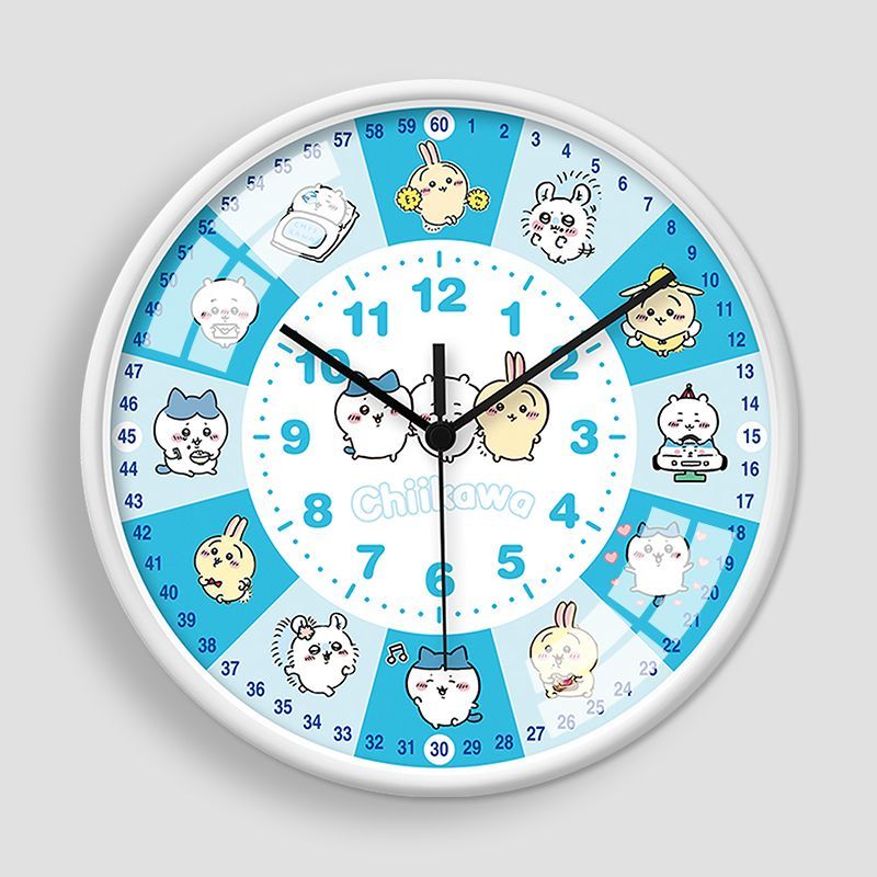 Wall Clock Silent - Anime Chiikawa Lern-Wanduhr Cartoon Kinderzimmer Frühpädagogik
