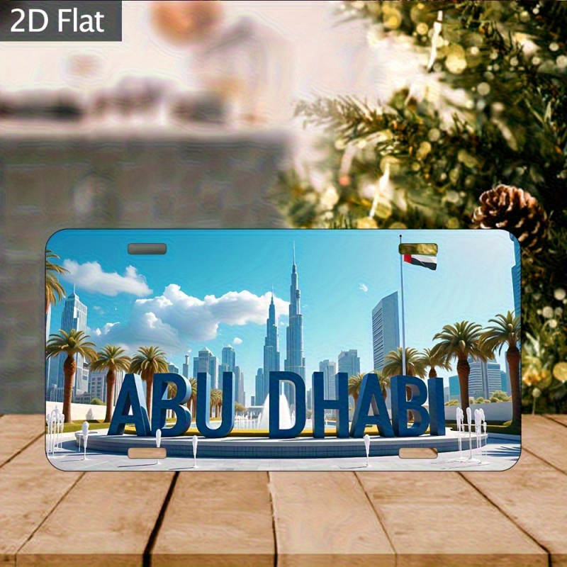 Home Decor Uae - Aluminium-Schild im Vintage-Stil mit Abu Dhabi