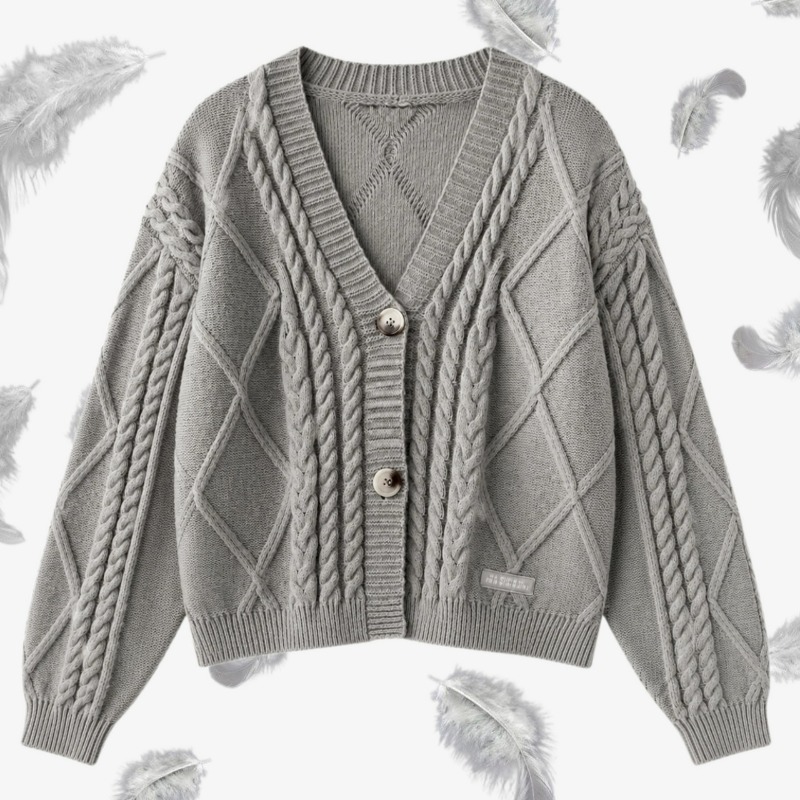 Yarn Home Decor - TTPD Graue Strickjacke für Damen, Gemütlicher