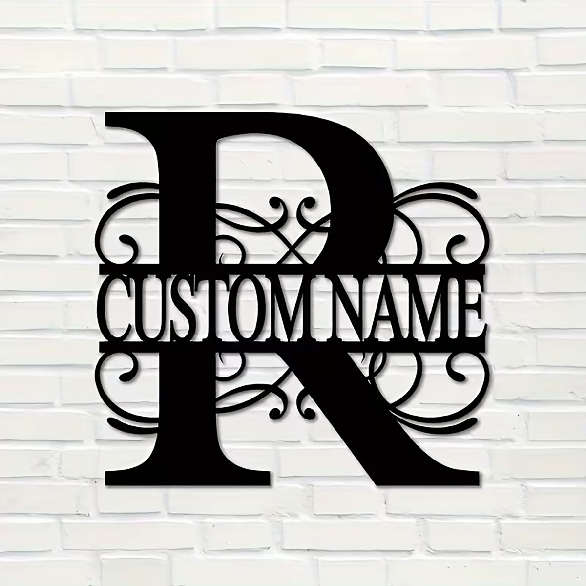 Home Decor Outdoor - Klassische, personalisierte Metall-Wandkunst mit Monogramm –