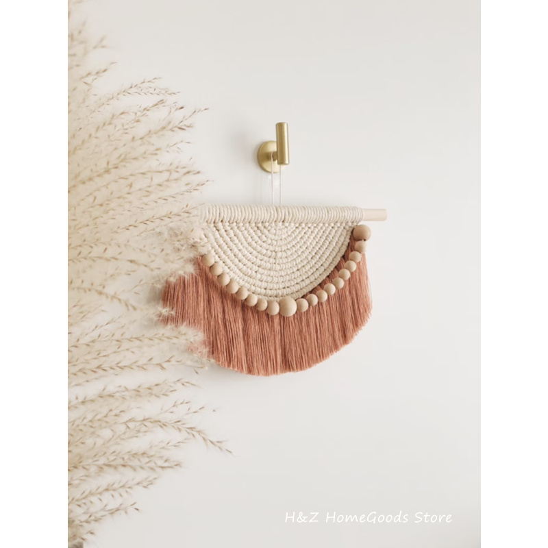 Yarn Home Decor - Macrame Wandbehang Tapisserie Mit Holz Perlen