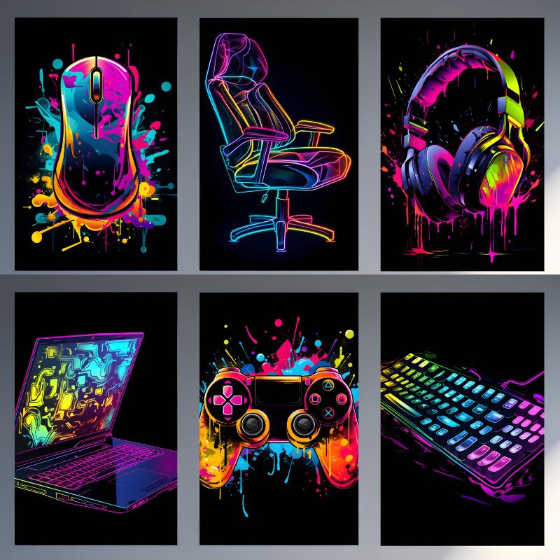 Home Decor Xbox Games - Aquarell Neon Videospiel Poster XBOX Drucke