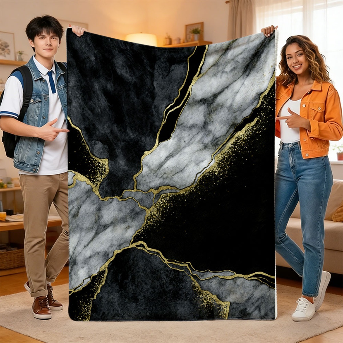 Jadegrüne Gold-Kink-Vein-Marmo – Neutral Throw Blanket Bewertung und Preis