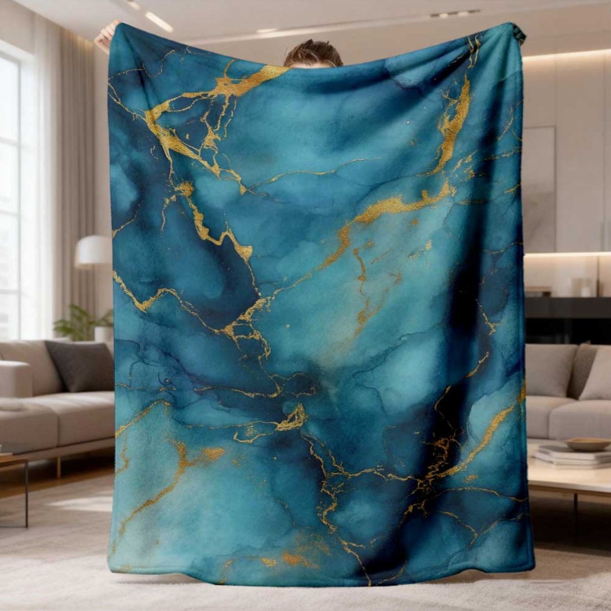 Jadegrüne Gold-Kink-Vein-Marmo – Neutral Throw Blanket Bewertung und Preis