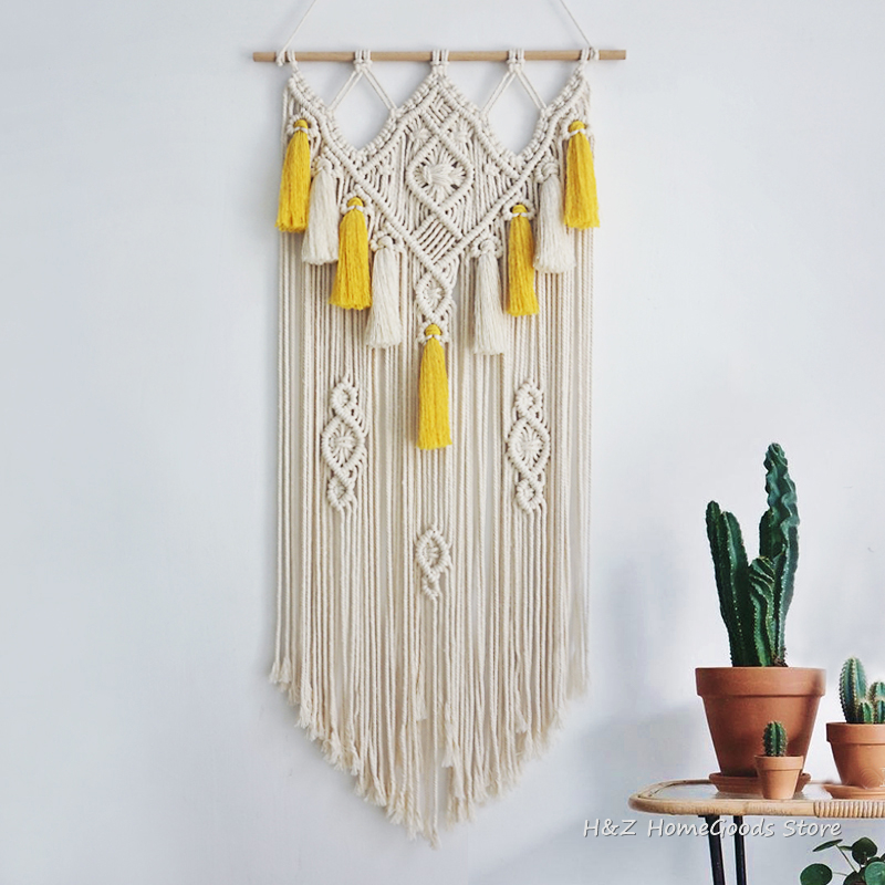 Macrame Wand Hängen Gewebt Wan – Yarn Home Decor Bewertung und Preis