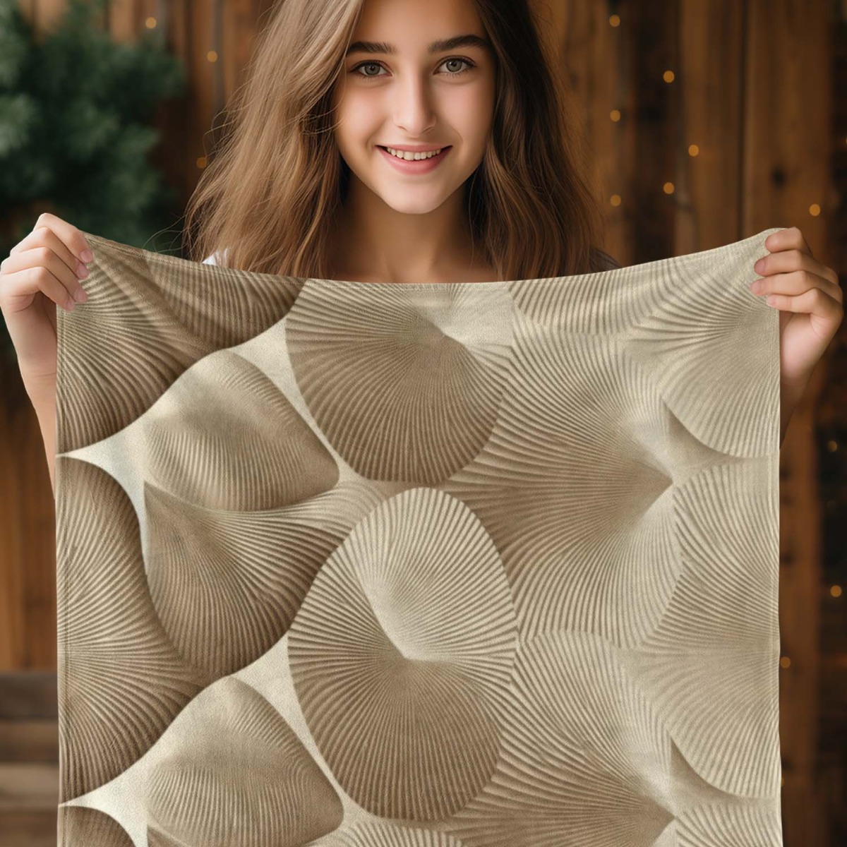 Moderne Abstrakte Fächerförmig – Neutral Throw Blanket Bewertung und Preis