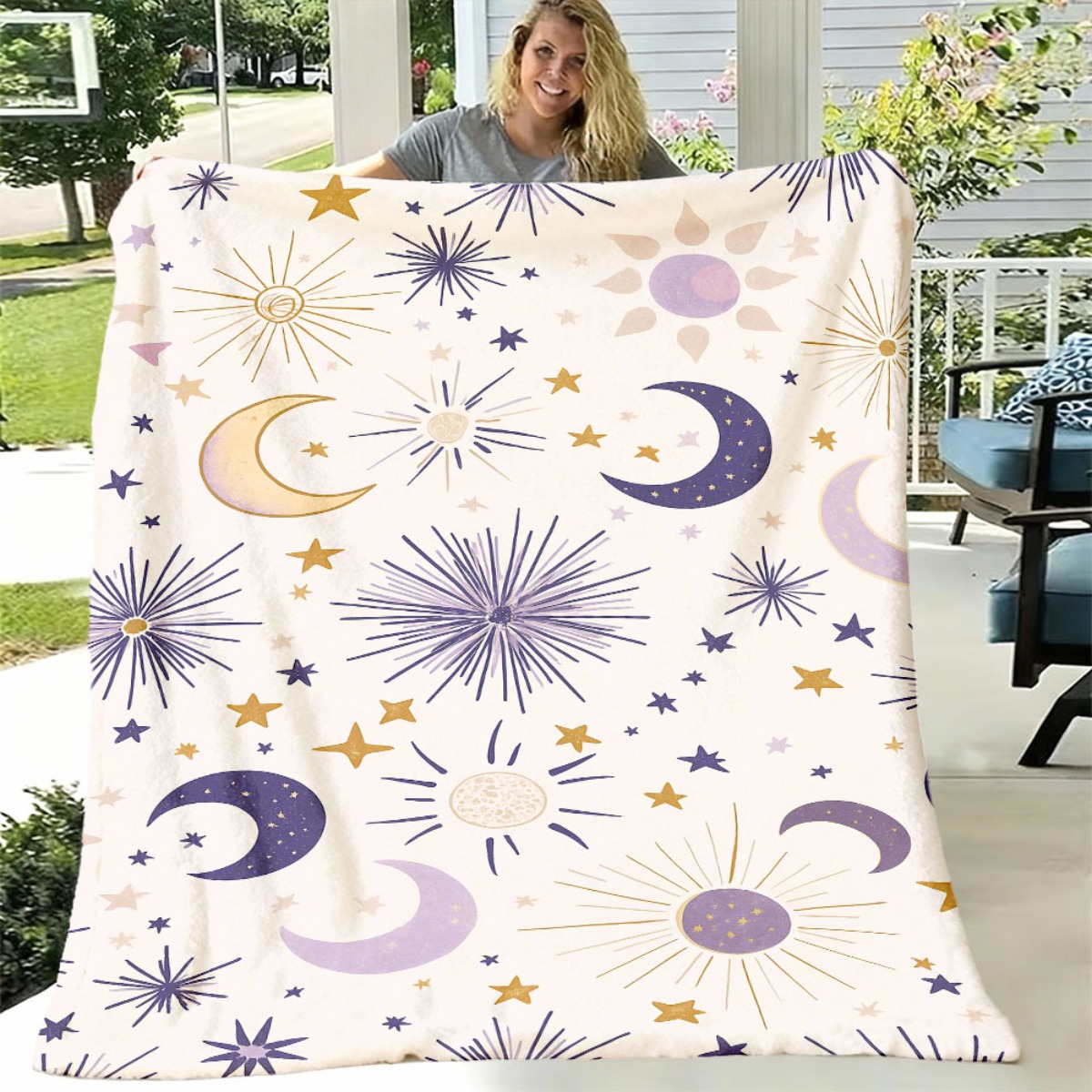 Cremefarbene Decke mit Mond-,  – Neutral Throw Blanket Bewertung und Preis