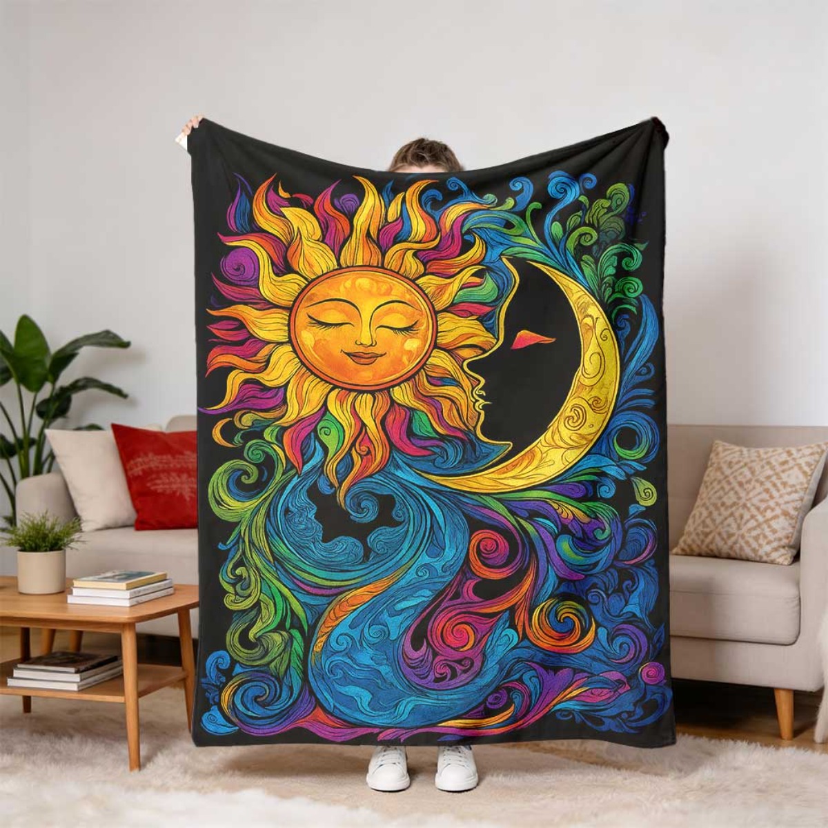 Cremefarbene Decke mit Mond-,  – Neutral Throw Blanket Bewertung und Preis