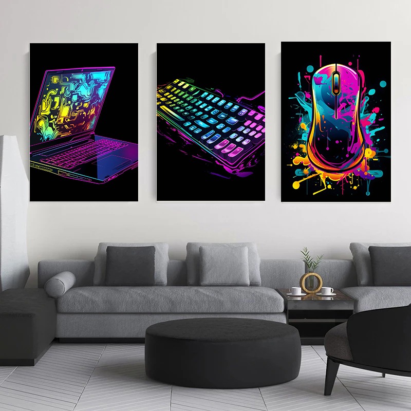 Aquarell Neon Videospiel Poste – Home Decor Xbox Games Bewertung und Preis