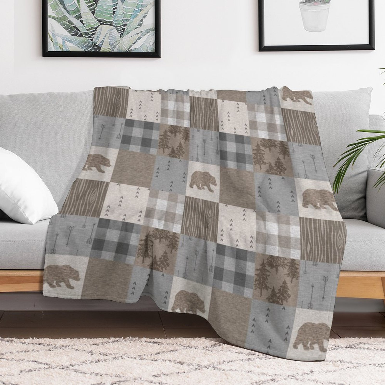 Bären-Patchwork - Rustikale Ne – Neutral Throw Blanket Bewertung und Preis